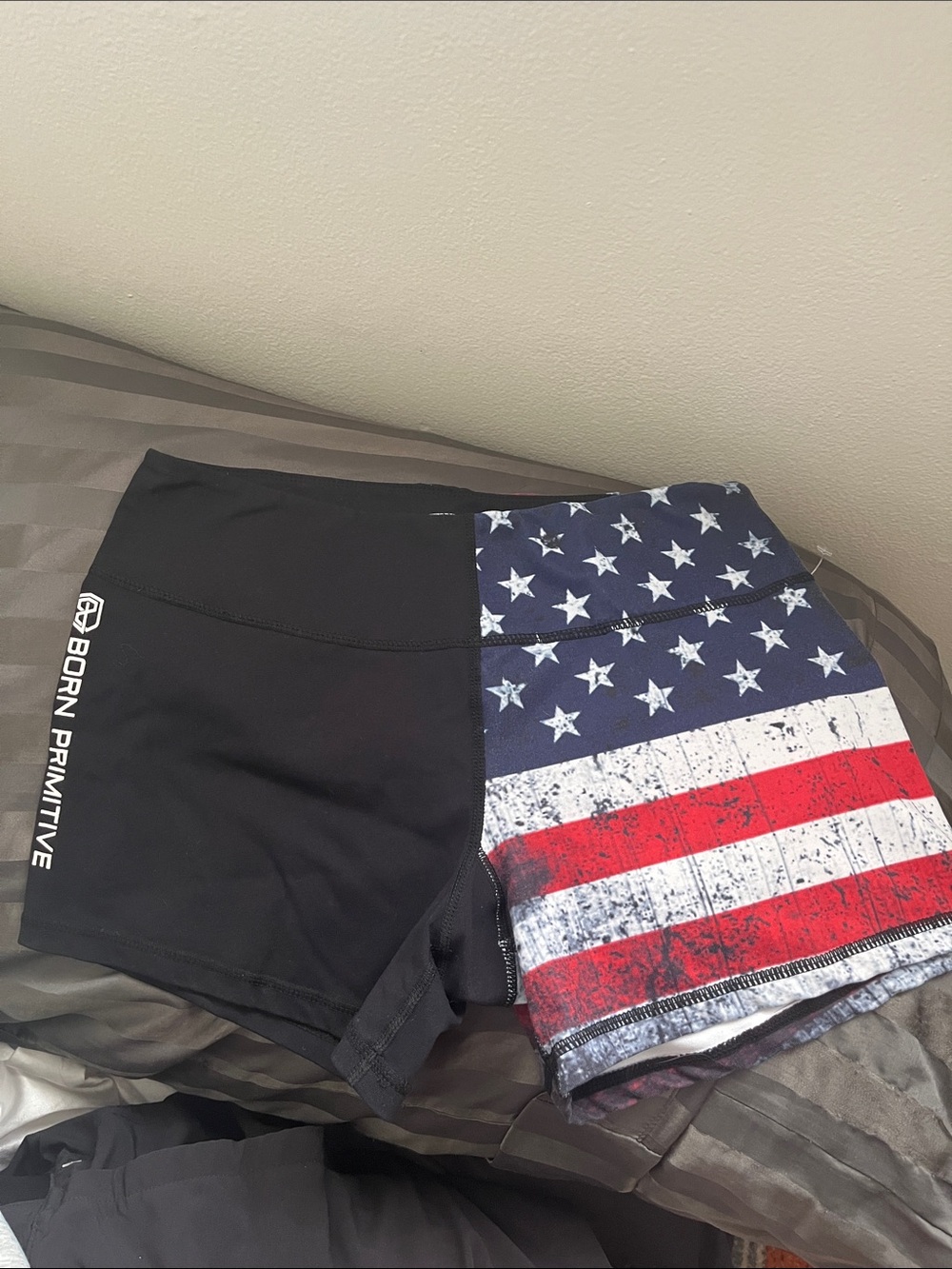 Born Primitive Black & Patriotic Flag Bike Shorts